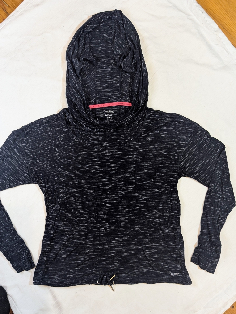 Calvin Klein Black Marled Cowl Hooded Sweater